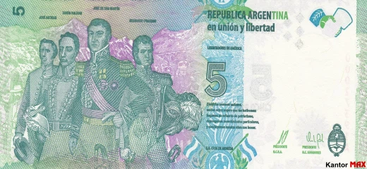 5 peso argentyĹskich edycja 1999 rok - Rewers