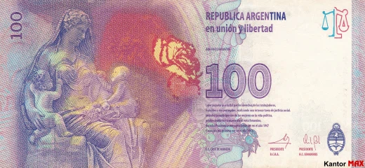 100 peso argentyĹskich edycja AA - Rewers
