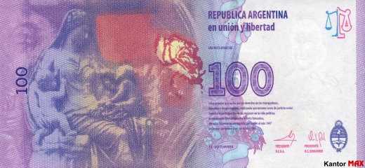 100 peso argentyĹskich edycja B - Rewers