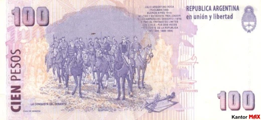 100 peso argentyĹskich edycja T - Rewers
