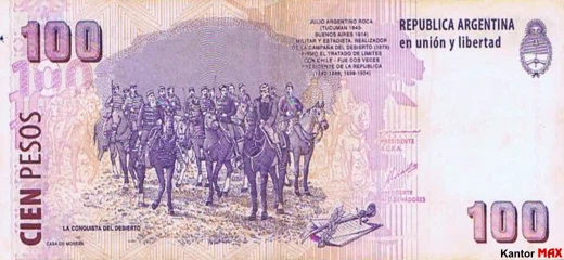 100 peso argentyĹskich edycja S - Rewers