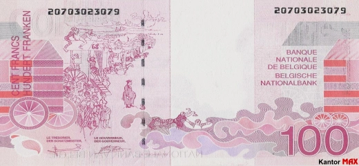 100 franków belgijskich 1995 rok - Rewers