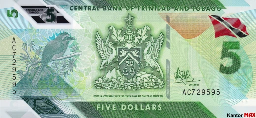 5 dolarĂłw Trynidadu i Tobago 2020 rok - Awers