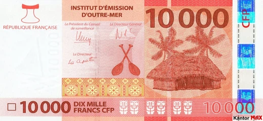 10 000 CFP franků 2014 - Rewers