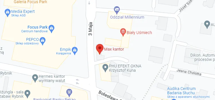 Lokalizacja kantoru MAX w Rybniku